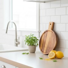 Doğal Akasya Ahşap Ayaklı Sunum Standı – 23.5X18 cm Dikdörtgen Banyo Tezgahı Düzenleyici, Mutfak Sabunluk Yükseltici ve Dekoratif Tepsi