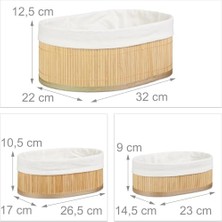 3'lü Bambu Sepet Seti: Çok Amaçlı Ekmek Sepeti ve Banyo Mutfak Organizeri (Oval)