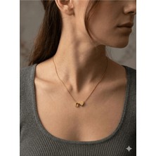 Stainless Steel 316L Çelik Altın Kaplama Minimal G Harfli Kalp Kolye