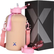 Roxform Suluk Matara 2200 Ml, Premium Pp Malzeme, Sağlıklı Bpa & Bps Içermez, Kılıflı, Çift Kapaklı, Koku Yapmaz, Sızdırmaz ve Dayanıklı, Krem Kılıf, Pembe