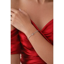 Livaz Accessories Çelik Kadın Zirkon Taşlı E Harf Bileklik