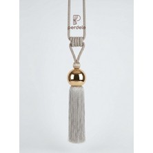 Perdele Saçaklı Gold Detaylı Braçol - 6 cm Gold Metal Top
