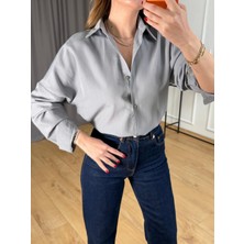 Size Özgü Gri Basic Gömlek