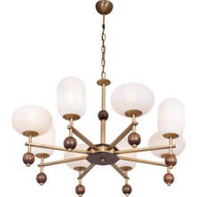 Avonni AV-1949-8E Eskitme Kaplama Modern Avize E27 Metal Cam H: 80 cm, Ø: 70 cm