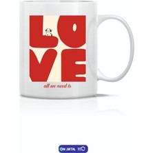 On Dijital Baskı Merkezi Love Temalı Beyaz Kupa