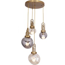 Avonni AV-1927-4ET Eskitme Kaplama Modern Avize E27 Metal Cam H: 100 Cm, Ø: 40 cm