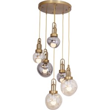 Avonni AV-1927-6ET Eskitme Kaplama Modern Avize E27 Metal Cam H: 100 cm, Ø: 50 cm