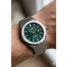 Lee Cooper Gümüş Renk Erkek Kol Saati | 45 mm Çelik Kasa, Gümüş Çelik Kordon, Yeşil Kadran