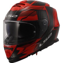 Ls2 Storm 2 Tracker Kapalı Kask 2XL Siyah-Kırmızı Polikarbon Malzeme ile Güvenli Sürüş