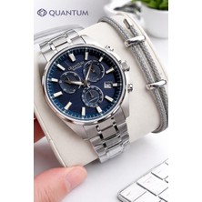 Quantum Sapphire Camlı Italyan Bileklik Hediyeli 2 Yıl Garantili 10 Atm Erkek Kol Saati 1122.391