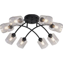 Avonni AR-1930-8BSY Siyah Boya Modern Avize E27 Metal Cam H: 28 Cm, Ø: 40 cm