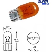 Nemere İthalat Super Light T20 Dipsiz Turuncu Park Ampulü Tek Duy 1 Adet Nemere Ithalat