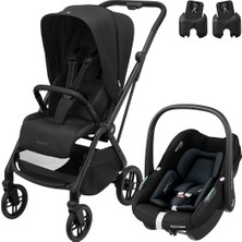 Maxi-Cosi Leona2-Pebble S Tek Elle Katlanabilen Ultra Kompakt Çift Yönlü Seyahat Sistem Bebek Arabası Black