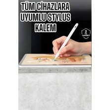 Nemere İthalat Dokunmatik Kalem Beyaz Şarjlı Yedek Uçlu Android ve Ios Uyumlu Nemere Ithalat