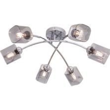 Avonni AR-1930-6K Krom Kaplama Modern Avize E27 Metal Cam H: 28 cm, Ø: 40 cm