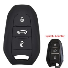 Nemere İthalat Peugeot 208 308 508 3008 5008 Uyumlu Silikon Oto Anahtar Kumanda Kabı Kılıf Siyah Nemere Ithalat