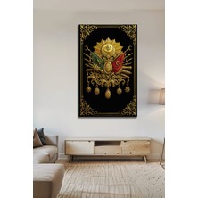 BG Design Osmanlı Tuğrası Arması Ayyıldızlı Dekoratif Lüks Temperli Cam Duvar Tablosu