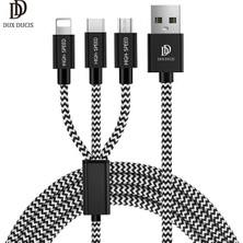 Ethab Ticaret Dux Ducıs 3in1 USB Type C-Iphone ve Mikro Kopmaz USB Kablo Hızlı ŞARJ-(5775) - GL002V-7LKRI3
