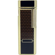 Zenit Slim Altın Serisi - Art Deco Desenli Mum Alevli Klasik Çakmak
