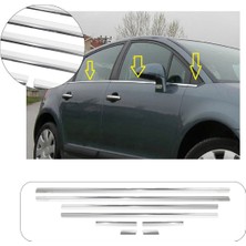Brsplast Citroen C4 Uyumlu 2005 ve Üzeri Krom Cam Çıtası 8 Parça Paslanmaz Çelik