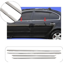 Brsplast Skoda Octavia A5 Uyumlu 2005-2012 Krom Cam Çıtası 4 Parça Paslanmaz Çelik