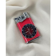 Saatli Çakmak Pürmüz Ayarlanabilir Mavi Gazlı Doldurulabilir Çakmak Saat