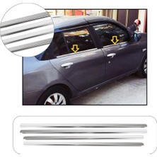 Brsplast Renault Symbol Uyumlu 2009-2013 Krom Cam Çıtası 4 Parça Paslanmaz Çelik