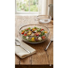 Eksen Paris Desenli 26 cm Cam Servis Kasesi – Şık Sunumluk Salata & Meyve Kasesi