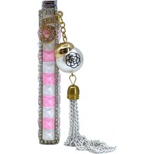 Zenit Taşlı & Charm Detaylı Özel Tasarım Çakmak - Pembe/beyaz Damalı