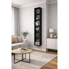 Dekormer Design Duvar Rafı Kitaplık Dikey Hediye Rafı Mobilya Takım Siyah