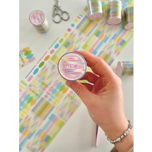 Kağıt Gemi Pastel Renkli Yuvarlak ve Çizgi Desenli 2m 570ADET Tek Tek Çıkartma Sticker Washi Bant/etiket/çıkart