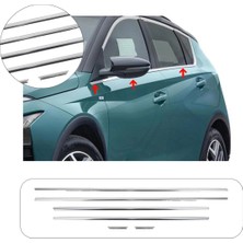 Brsplast Hyundai Bayon Uyumlu 2021 ve Üzeri Krom Cam Çıtası 6 Parça Paslanmaz Çelik