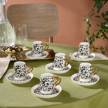 Karaca West 6 Kişilik Leopar Desenli Kahve Fincan Takımı 90 ml