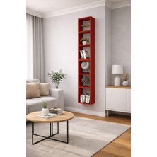 Dekormer Design Duvar Rafı Kitaplık Dikey Hediye Rafı Mobilya Takım Kırmızı