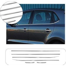 Brsplast Volkswagen Polo Uyumlu 2009-2017 Krom Cam Çıtası 6 Parça Paslanmaz Çelik