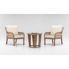 Gardemo Ege Bahçe Mobilyası 1+1+Orta Sehpa Rattan Bahçe Takımı Teras Bahçe Balkon Mobilyası