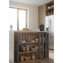 Bayhenne Modern Çok Amaçlı Mutfak Dolabı Kiler Dresuar Kitaplık Antre Rafı Derin Ud Antrasit