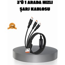 Ethab Ticaret 3’ü 1 Arada Şarj Kablosu Type-C Ios Android Uyumlu Hızlı ve Güvenli Şarj - GL002V-7MIRD7