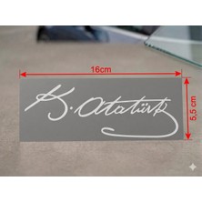 Bir Aksesuar Al Atatürk Imzası Araç ve Cam Stickerı - Beyaz (16X5,5 Cm)