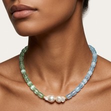 THEIA GemWorks Glint - Selenit ve Barok Inci Taşlı El Yapımı Kolye