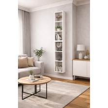 Dekormer Design Duvar Rafı Kitaplık Dikey Hediye Rafı Mobilya Takım Beyaz