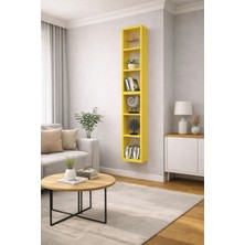 Dekormer Design Duvar Rafı Kitaplık Dikey Hediye Rafı Mobilya Takım Sarı