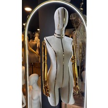 Md Vitrin Dekorasyon 38 Beden Ahşap Kollu Pantolon Giyebilen Özel Siyah/gold Terzi Mankeni