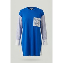 Kayra Kadın Işleme Cep Detaylı Sweatshirt - Mavi