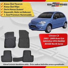 Citroen C3 Paspas Araca Özel 2002 - 2009 Arası Için Derin Havuzlu Paspas Bosse North Serisi