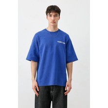 Vamos Baskılı Oversize Tişört Saks
