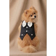 Patipin Papyonlu Esnek Köpek Smokini - Şık Köpek Takım Elbisesi - Cırt Cırtlı Köpek Takım Elbise Kıyafeti