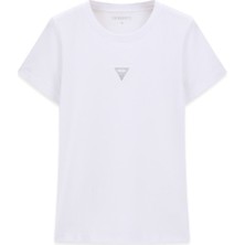 Guess Kadın Jersey Oversize Fit T-Shirt - Beyaz