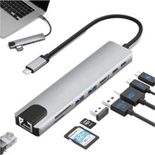 WİderMarkt Macbook Dönüştürücü Çoğaltıcı 8 In 1 Type-C Hub - HDMI - USB 3.0 - Ethernet - Sd Tf Kart Okuyucu