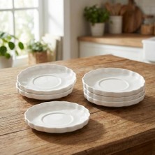 6'lı Beyaz Porselen Çay Tabağı Seti | 11 cm Çap | Dayanıklı, Çatlama Yapmaz ve Bulaşık Makinesinde Yıkanabilir | Şık Servis Sunumu